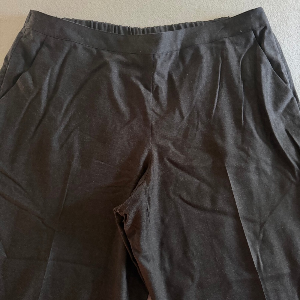 Eileen Fisher Wool Blend Wide Leg Crop Pant Black Charcoal Gray Womens Size XL - Picture 2 of 13